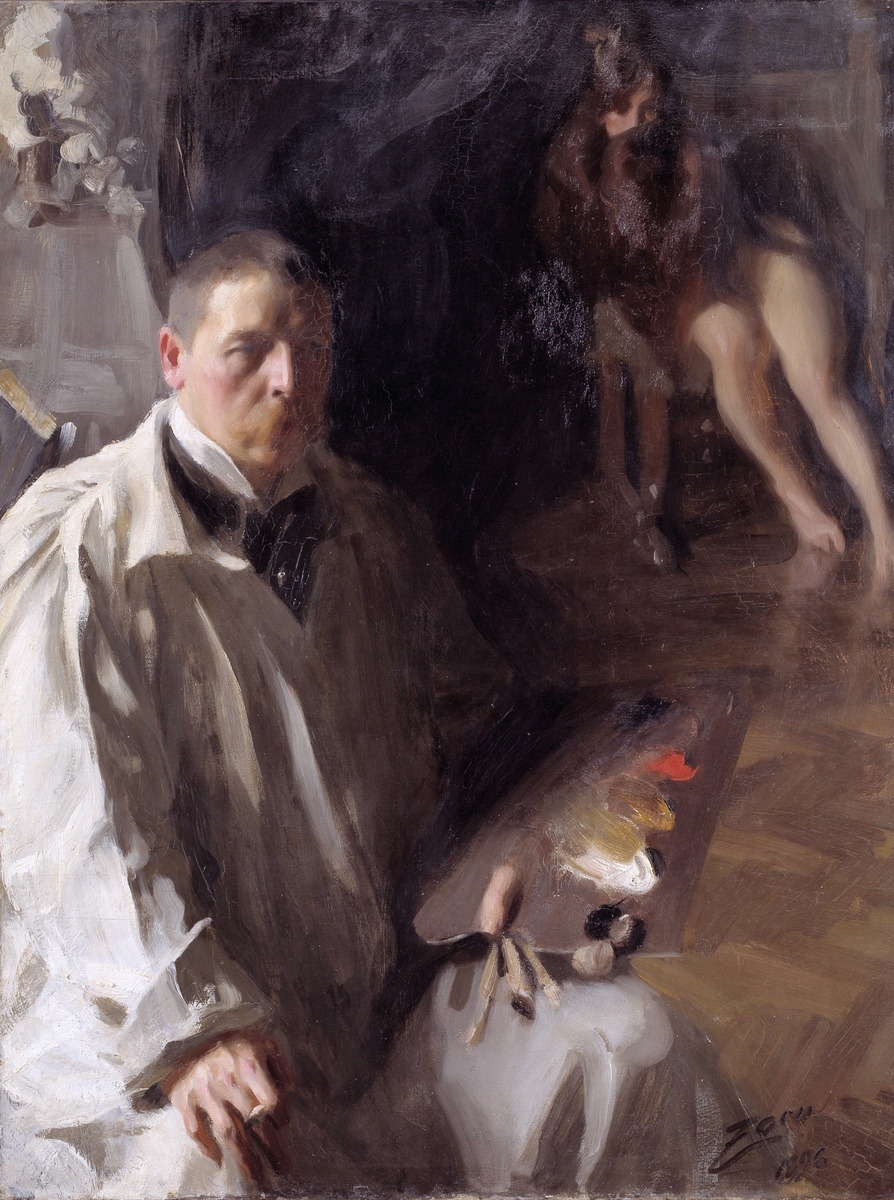 Anders Zorn, Self-Portrait, 1896, painted on a four-color limited palette